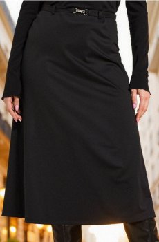 Розкльошена міді спідниця з поясом - чорний