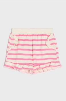 Бавовняні шорти з декоративними воланами - кремовий