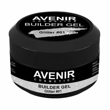 Гель для наращивания ногтей Avenir Cosmetics Pro Glitter 01, 15 мл Гель для наращивания ногтей Avenir Cosmetics Pro Glitter 01, 15 мл