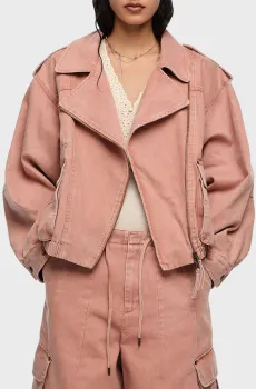 Женская пудровая джинсовая куртка Розовый XS-S Bimba Y Lola 261BR0401.10157