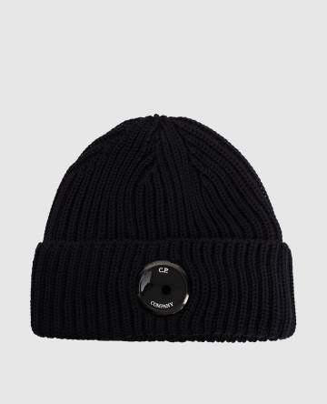 Голубая шапка из шерсти с патчем логотипа