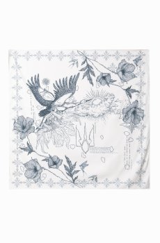 Молочна шовкова хустка з принтом Душа