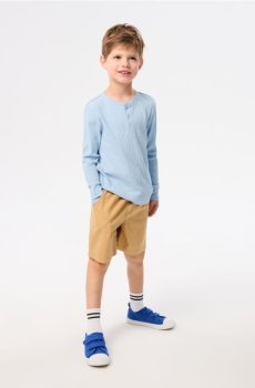 Бавовняна футболка з довгим рукавом - блакитний