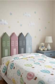 Оздоблений панель з мотивом будинку - блакитний