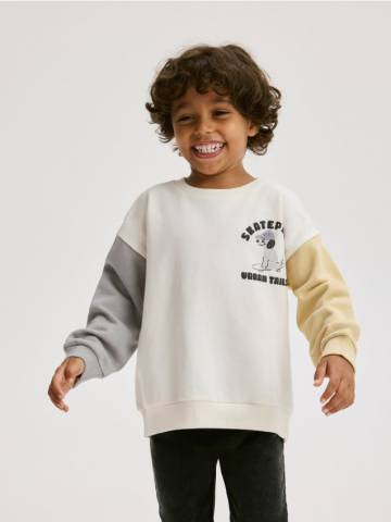 Reserved - Бавовняний лонгслів - кремовий - 072FI-01X Reserved - Бавовняний лонгслів - кремовий - 072FI-01X