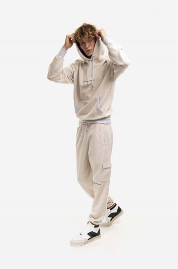 Хлопковая кофта Filling Pieces Reverse мужская цвет бежевый с капюшоном однотонная 80621231695-CREAM Хлопковая кофта Filling Pieces Reverse мужская цвет бежевый с капюшоном однотонная 80621231695-CREAM