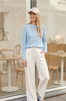 Ажурний светр з бавовною - блакитний