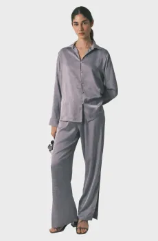 Женская серая пижама с узором (рубашка, брюки) Серый M womensecret 3593013