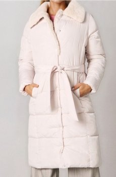 Пальто з зав’язуваним поясом - кремовий