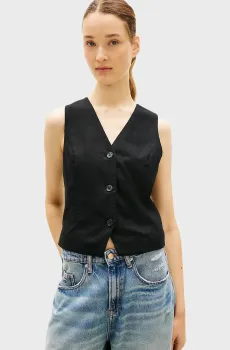Женский черный льняной жилет Черный M Tommy Jeans DW0DW22223