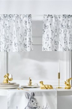 Набір з двох підвіконних фіранок з мотивом зайця - чорний