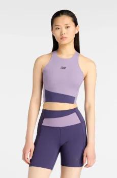 Женский сиреневый топ NB Sleek Storage Race Crop Фиолетовый XL New Balance WT61P7F8AA5