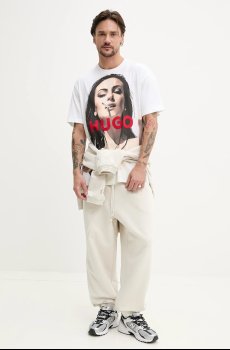 Хлопковая футболка HUGO Duwedie