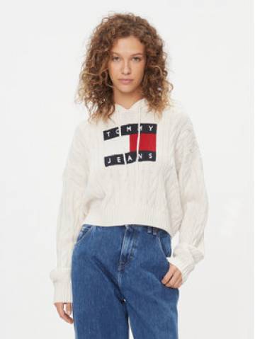 Tommy Jeans Светр Center Flag DW0DW16528 Écru Regular Fit Tommy Jeans Светр Center Flag DW0DW16528 Écru Regular Fit