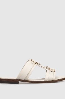 Бежевые кожаные шлепанцы