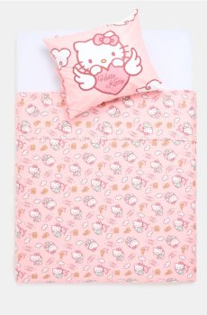 Комплект бавовняної постільної білизни Hello Kitty - рожевий