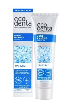 Зубная паста Ecodenta Caries Fighting против кариеса, с ксилитом, листьями кориандра и лаймом, 100 мл