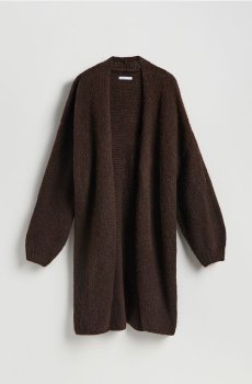 Reserved - Подовжений кардиган - темно коричневий - 860JE-89X
