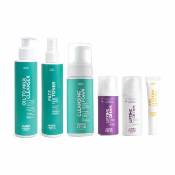 Набор Marie Fresh Cosmetics Комплексный уход за зрелой, жирной и комбинированной кожей лица, 6 продуктов (с пенкой) Набор Marie Fresh Cosmetics Комплексный уход за зрелой, жирной и комбинированной кожей лица, 6 продуктов (с пенкой)