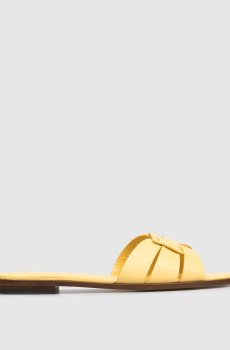 Желтые кожаные шлепанцы