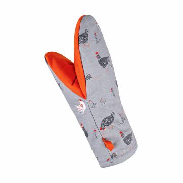 Перчатка кухонная Home Line Прогулка с цыплятами, серая/оранжевая, 16*28 см (полупанама) (183917) Перчатка кухонная Home Line Прогулка с цыплятами, серая/оранжевая, 16*28 см (полупанама) (183917)