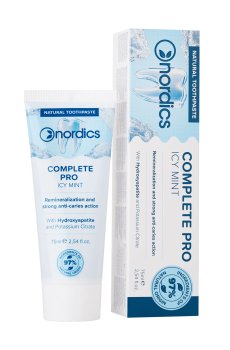 Натуральная реминерализующая зубная паста Nordics Complete PRO с жидкой эмалью, 75 мл