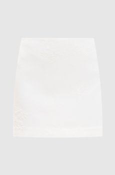 Юбка мини цвета айвори с вышивкой