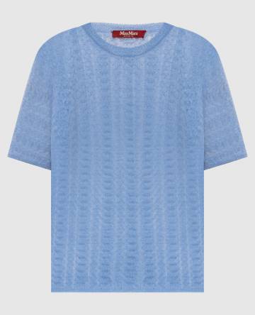 Голубой топ TERZO с мохером в узор