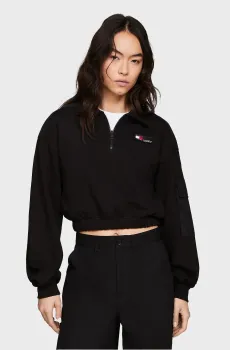 Женская черная спортивная кофта TJW CRP FABRIC MIX ZIPTHRU Черный S Tommy Jeans DW0DW17343