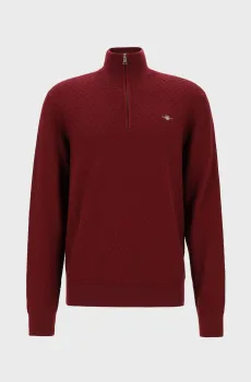 Мужская бордовая кофта MICRO TEXTURE HZ Бордовый S Gant 8030262