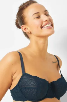Женский темно-синий бюстгальтер-балконет IDOLE Синий 80C Etam 6540534