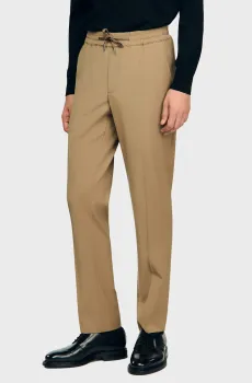 Мужские бежевые шерстяные брюки Бежевый 38 Sandro SHPPA01144_Dark sand