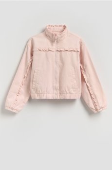 Reserved - Бавовняна куртка-бомбер - пастельний рожевий - 437HR-03X
