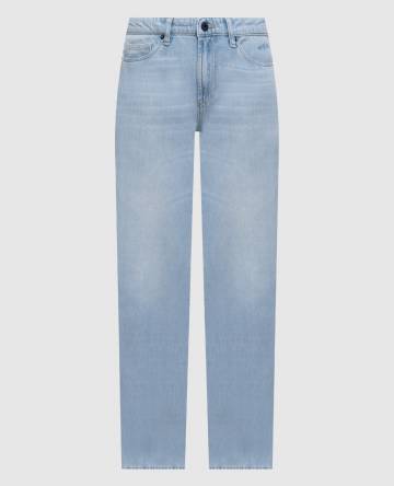 Голубые джинсы с эффектом потертости