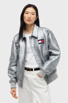 Серебристая кожаная куртка TH x Cadillac Formula 1® Team (унисекс) Серый XL Tommy Hilfiger MN0MN00147