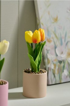 Штучні декоративні тюльпани в горщику - білий