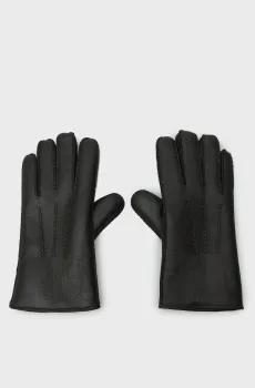 Мужские черные кожаные перчатки SHEARLING GLOVES Черный M Gant 9930073
