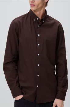 Reserved - Сорочка slim fit із високим вмістом бавовни - темно коричневий - 709IE-89X