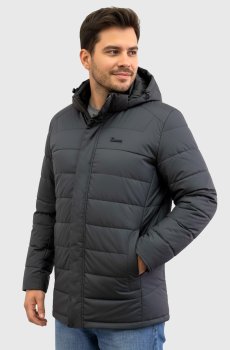 Серая мужская куртка с капюшоном DV-97-grey