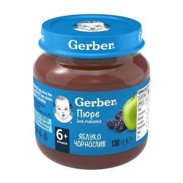 Детское фруктовое пюре Gerber Яблоко и чернослив, с 6 месяцев, 130 г Детское фруктовое пюре Gerber Яблоко и чернослив, с 6 месяцев, 130 г