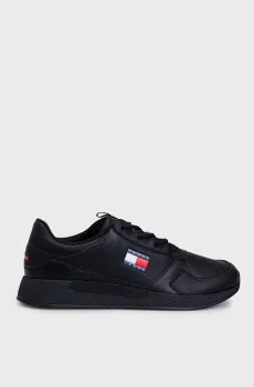 Мужские черные кожаные кроссовки TOMMY JEANS FLEXI RUNNER Черный 44 Tommy Jeans EM0EM01409