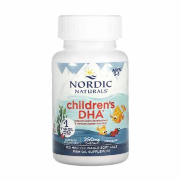 Рыбий жир для детей Nordic Naturals Childrens DHA 250 мг, со вкусом клубники, 180 гелевых капсул Рыбий жир для детей Nordic Naturals Childrens DHA 250 мг, со вкусом клубники, 180 гелевых капсул
