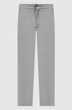 Зеленые брюки из шерсти и шелка