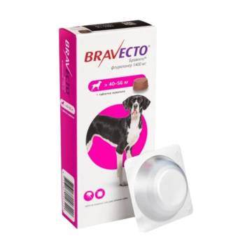Жевательная таблетка для очень крупных собак Bravecto 1400 мг, от блох и клещей, от 40 до 56 кг, 1 шт