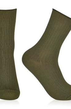 Женские носки AmiGA высокие, антистресс рубчик, хаки, размер 23-25