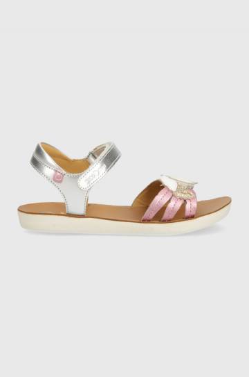 Детские кожаные сандалии Shoo Pom GOA TOUCAN цвет серебрянный