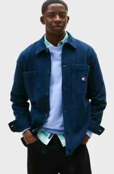 Мужская темно-синяя рубашка ESSENTIAL HERRINGBONE Синий L Tommy Jeans DM0DM22407