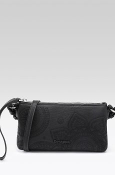 Desigual Floral Embroidered Purse with Shoulder Strap & Wrist Loop