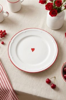 Керамічна тарілка з мотивом серця - білий