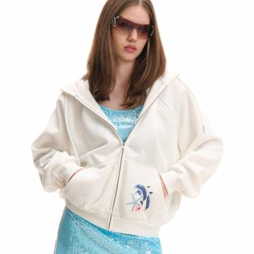 Cropp - Худі на блискавці - білий Cropp - Худі на блискавці - білий
